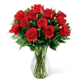 send one dozen red roses in vase to dhaka