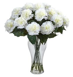 Send 12 Pcs. White Carnations in Vase to Bangledesh