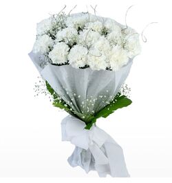 Delivery 12 White Carnations Bouquet to Bangladesh