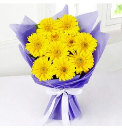 Send A Dozen of Yellow Gerberas in Bouquet to Bangladesh