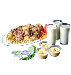 send sultans dine- 3 person kachchi biryani with borhani and jorda/firni to dhaka