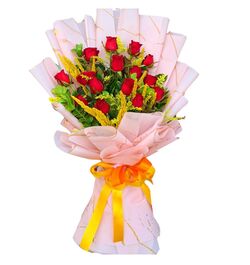 send 12 red roses bouquet with fillers to dhaka