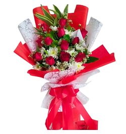 send 12 red roses bouquet to dhaka