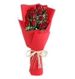 send one dozen red roses in bouquet to dhaka